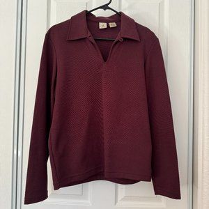 Armani Exchange Open V-Neck long sleeve polo (Maroon, size S)